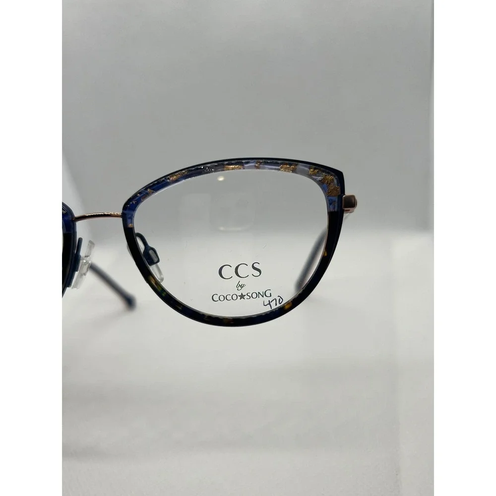 Coco Song Designer Eyeglasses Frames Cat Eye 24K Gold Accents‎ Italy 52-18-140
